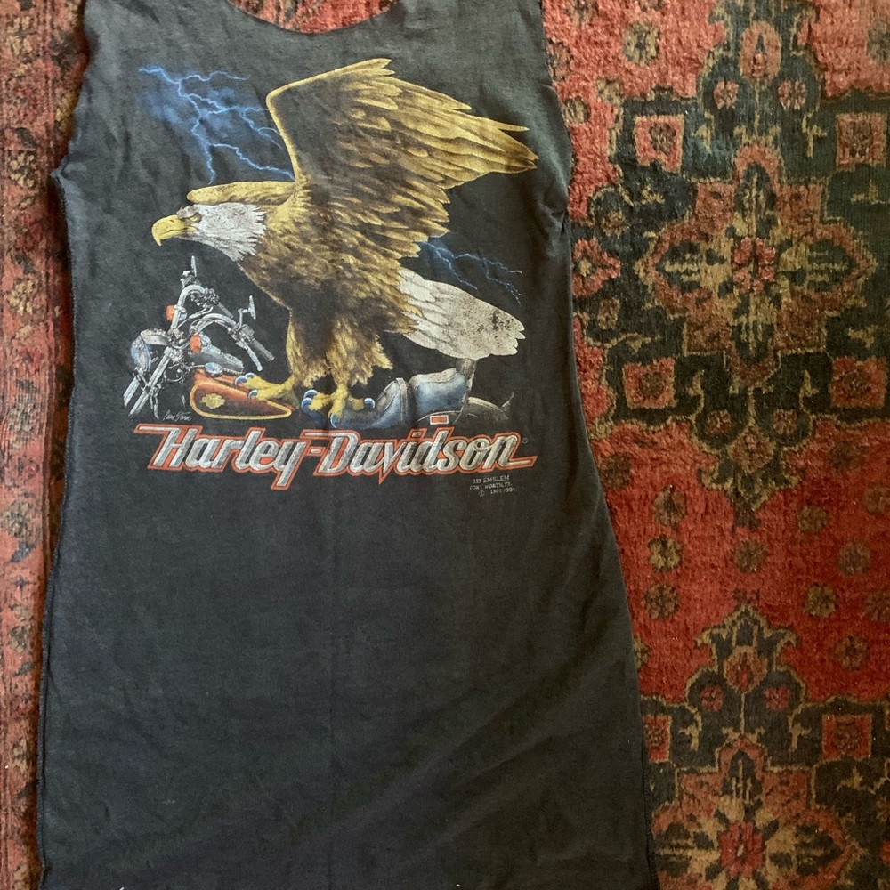 Harley-Davidson Black Tank with Eagle and Motorcycle Design